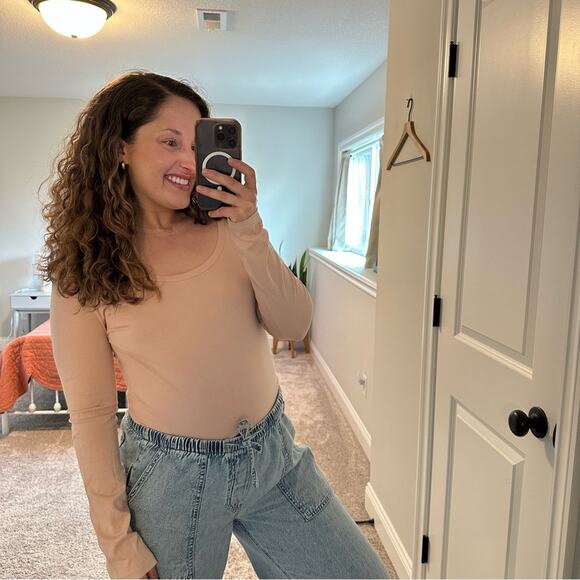 Theory Light Pink Cotton Basic Scoop Neck Long Sleeve Tee Medium - Picture 3 of 12